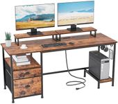 Furologee Desk with Drawer and Powe