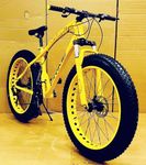Sunspeed Unisex Mountain Bike | 21-Speed Gear with Double Disc Brakes, Fat Magnesium Tires, Carbon Steel Frame | 26-Inch White, Dual Suspension | Yellow