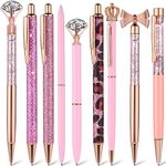 TIESOME 9 Pcs Ballpoint Pens, Metal Crystal Diamond Pen Liquid Sand Glitter Pen for Journaling Black Ink Pretty Cute Pens Fancy Pens Gifts for Women Girls School Wedding Office Supplies(Pink)