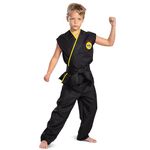 Cobra Kai Costume for Kids, Official Cobra Kai Costume Kids Gi with Black Belt, Child Size Large (10-12)