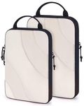 BAGSMART Compression Packing Cubes, 2 Set Travel Packing Cubes for Carry on Suitcases, Compression Suitcase Organizers Bag Set & Travel Cubes for Luggage, Lightweight Packing Organizers White Opal