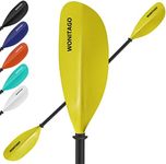 WONITAGO Kayak Paddle Premium Fiberglass Paddle with Reinforced Nylon Blades, Floating Oars for Kayaks, 20cm Adjustable Kayaking Paddles Accessories, 3 Piece Yellow