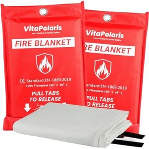 VitaPolaris Heavy-Duty Emergency Fire Blanket, 2 Pack – Fireproof Fiberglass Blanket for Kitchen, Home, Car, Grill, Fireplace, Camping, Heat Shield, Grease Fires, Emergency Fire Suppression