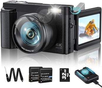 Upgrade 4K Digital Camera for Photography 48MP with 3'' 180° Flip Screen 16X Zoom Autofocus YouTube Vlogging Camera, Compact Point and Shoot Cameras with 32G Card, 2 Batteries & Battery Charger(Black)