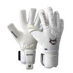 WVVOU Soccer Goalie Gloves for Adults and Youth, High Performance Goalkeeper Glove with 5 Detachable Finger Saves, Breathable Soccer Gloves with 4mm Sticky Latex Palm (White, 9)