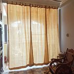 FREDDO HDPE Fabric 85% Sun Blockage Indoor and Outdoor Loop Curtains UV and Heat Protection for Balcony and Window, Beige Color, 4.5 ft X 7 ft, Pack of 2 Pieces