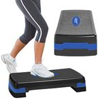 Aduro Sport Aerobic Exercise Step Deck, Adjustable Workout Fitness Stepper Exercise Platform with Risers