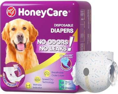 HONEY CARE All-Absorb Disposable Female Dog Diapers M Size, Improved Bigger Size, 36 Count, Super Absorbent, Breathable, Wetness Indicator (Pack of 1, 36 Count Total)