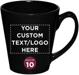 Glossy Molded Ceramic Latte Coffee Mug with Handle 12 Oz - Custom Text, Logo - Perfect for Tea, Cappuccino, Hot Cocoa