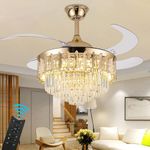 oltao Crown Smart Chandelier Fan with BLDC Motor, Dimmable 3 Colour LED Light, Alexa & Google Home Compatible, Remote & App Control