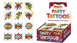 Playwrite Superhero Tattoos Party Bag Fillers, 36 supplied