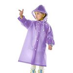 Kolva Kid's Boy's PVC Full Sleeve With Hooded Plain Raincoat(Purple)-(Pack of 01) (5-6Years)