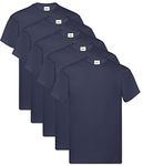 Fruit of the Loom Original T T-Shirt (Pack of 5) Men's, 5 Deep Navy Blue + 1 Hl Shopping Notepad, M