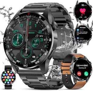 Militarily Smart Watch for Men(Answer/Dial Calls),1.43'' AMOLED HD Touch Screen Fitness Tracker with 400mAh/30 Days Battery Life/120+ Sports Modes/ IP68 Waterproof Outdoor Smartwatch for iOS Android