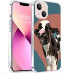 ICWUSA Aesthetic Cute Cartoon Animal Pattern Protective case for iPhone 13, Trendy Designed Hand Painted Cow Pattern Flexible TPU Bumper Shockproof iPhone Case Support Wireless Charging