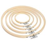 5 PCS Embroidery Hoops Round Bamboo Embroidery Hoop Circle Embroidery Frame Wood Hoop Cross Stitch Hoop Adjustable Sewing Rings Hoop for Embroidery Cross Stitching Crafts（4-8inch）