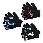 IUEG Boys Thermal Magic Gloves with Football Design Print One Size (All 3 Combo Pack)