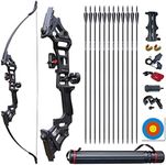 IS-TONGTU Archery Bow Set Recurve Bow and Arrow Adult Set 51" Training Bow Takedown 30 40 50lb Long Bows for Hunting Adult Beginner with 12 Arrows