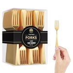 Mini Forks for Desserts - Bulk Pack of 100 Mini Gold Dessert Forks – Disposable 4.5 Inch Plastic Appetizer Forks - Real Flatware - Miniature Gold Forks Disposable - Bpa Free - Food Safe - Exquisite