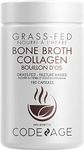 Codeage Organic Bone Broth Collagen Capsules Grass Fed - Pasture Raised Chicken Bone Broth Collagen - 180 Capsules