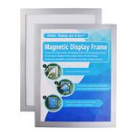 MFoffice Window Sign Holder 8.5x11'' - Plastic Picture Frames - Double Sided and Adhesive for Wall/Door/Refrigerator/Cupboard Display Frame,Silver,Pack of 2