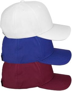 Daxton Premium Mid Profile Hat Semi Curved Visor Structured Cap 3 Pack - Burgundy,Royal,White