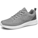 AMANSSE Mens Shoes Casual Running Walking Shoes Sneakers Gym Tennis Slip On Shoes Grey Size 9