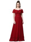 AAYU Women Solid Short Sleeve Maxi Dress Red (42 Size)