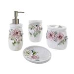 Avanti Linens - Accessory Set, Resin Tumbler, Toothbrush Holder, Soap Dish & Lotion Pump, Durable Bath Decor (Spring Garden Collection)