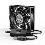 ELUTENG 80mm USB Fan 5V with L/M/H 3 Adjustable Speed, USB PC Computer Fan 80mm USB Electronic Cooling Fan 2900RPM with Metal Grill for Laptop/TV Box/AV Cabinet/PS4/Router