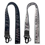 BEZANU Key Lanyard, 2 PCS Comfy Durable Letter Lanyard Neck Straps for Phones, Camera, Key（Black & Silver）