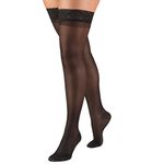 Truform Sheer Compression Stockings, 15-20 mmHg, Women's Thigh High Length, 20 Denier, Black, Large