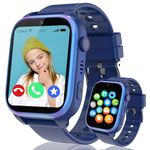 GPS Smart Watch for Kids, IP68 Kids Smart Watch 4G Call/SOS/WiFi Location/Vedio/Voice Chat, Classmode, Auto Answer, Game, Calculator, Alarm, Passcodelock, Boy Girl Teen GPS Tracker Gift (Blue)