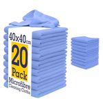 DCS Microfibre Cleaning Cloth, Blue, Pack of 20, Large Size: 40x40cm. Super Soft Premium Streak Free Washable Cloth Duster for Kitchen, Bathrooms, Surfaces, Mirrors, Car, Motorbike