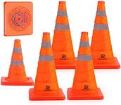 RoadHero 18 Inch [6 Pack] Collapsible Traffic Safety Cones, Multi Purpose Pop-up Cones with Reflective Collar for Road Safety, Orange Cones for Driving Training, Parking Lots