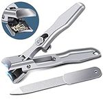 Nail Clippers for Thick Nails - DRMODE Wide Jaw Opening Nail Clippers with Catcher,Large Toenail Clippers Heavy Duty Nail Cutter with Sharp Curved Blade for Men Senior