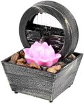 Tabletop Fountain with Light Battery/USB Operated Mini Indoor Water Fountain Feature Zen Meditation Fountain Decor Sound Relaxation Fountain Ornament for Table Office Home Bedroom PoUYWH(Lotus)