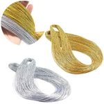 200 Meters Gold Silver Twine String Thread Jewelry Christmas String Gold Metallic String Metallic Cords Tinsel String Craft Making Cord For Braids Christmas Paking Gift Wrapping Hanging