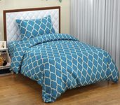 Trance Home Linen 200TC 100% Cotton Printed Zippered Single Size Duvet Cover/Blanket Cover/Quilt Cover | Comforter Cover/Razai Cover | with 1 Pillow Cover (60 x 92 Inch | Dori Blue)