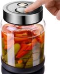 JELITY 1L Fermentation Jar with Manual Automatic Air Release Valve, Wide Mouth Mason Jar with Non-Slip Base & Scale for Making Kimchi, Pickles, Sauerkraut