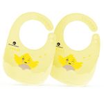 StarAndDaisy Reusable Silicone Baby Bib with Adjustable Buttons for Mess-Free Feeding, Weaning, and Easy Cleaning and Waterproof. (PACK OF 2-PRINTED YELLOW)