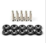 Toytle JDM FENDER WASHERS Car Universal Black Screw Washer Car Fender M6 Bolt Screw + Bumper Washer 10pcs- Black