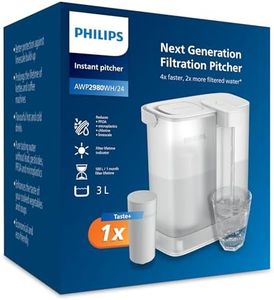 Philips Water Instant Water Filter Jug (3L) - Clean and Good Tasting Water in Seconds - Includes 1× Flavour + Filter, Reduces Chlorine & Lead, Retains Minerals