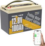 Power Queen 12V 100Ah Group 31 Trolling Motor LiFePO4 Battery,12 Volt Bluetooth Lithium Battery with Low Temp Protection, 1.28kW Load Power,15000+ Deep Cycles for Marine, Boat, Yacht