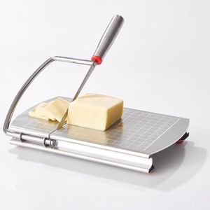 Cheese Slicer Cutter, Multipurpose Stainless Steel Cheese Cutter Board with Blade for Block Cheese, Effortless Slicing, Guillotine Sausage Ham Biltong Jerky Slicer