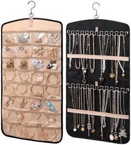 Hanging Jewelry Organizer, Wall Mounted Necklace Holder Display Hanging on Wall/Door for Girls Women, Metal Hooks Double-Sided Jewelry Holder for Earrings, Rings