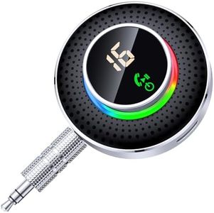 Glangeh Ricevitore Adattatore Bluetooth 5.3 Auto AUX, Pulsante Ingrandito e LED Schermo, con Jack 3,5mm, per Stereo/Altoparlante/Cuffie, Chiamate In Vivavoce, Supporta Siri