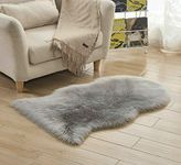 Householdfurnishing Lambskin Sheep Skin 100% Polyester Faux Fur Soft Door Mats Rug (Silver, 60X110)