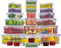 50 Pcs Large Food Storage Containers with Lids Airtight-85 oz to Sauces Box-Total 526Oz Stackable Kitchen Bowls Set Meal Prep Containers-BPA Free Leak proof Plastic Freezer Microwave safe