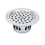 LIPKA Round Flat Cut with Lid Floor Drain |304-Grade Stainless Steel |5.5 x 5.5 Inches| with Cockroach Trap/Jali |